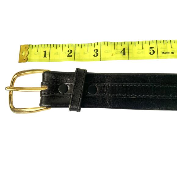 Danbury EVP Mens Black Leather Belt Golden Square Buckle Size 38 Z26 - Picture 4 of 6